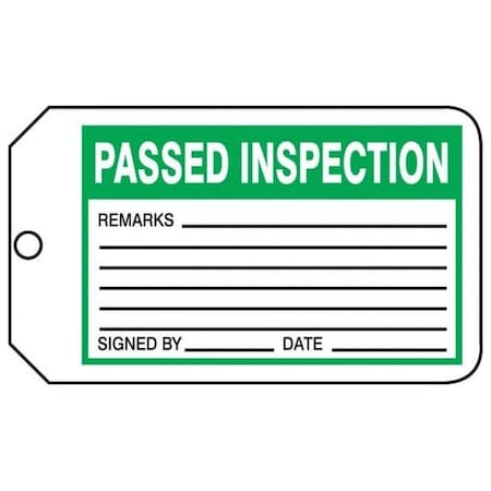 Accuform Safety Tags, PASSED INSPECTION, 5.75in x 3.25in, RP-Plastic, 5PK MMT342PTM